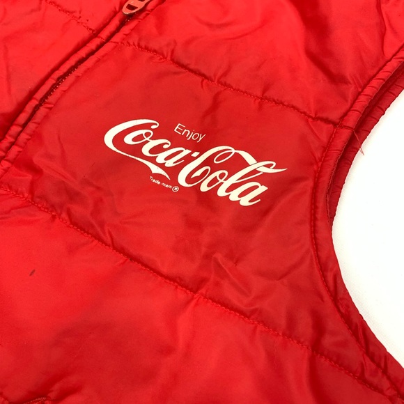 VTG 80s 90s Chalk Line Coca Cola Red Puffer Vest - Picture 6 of 7